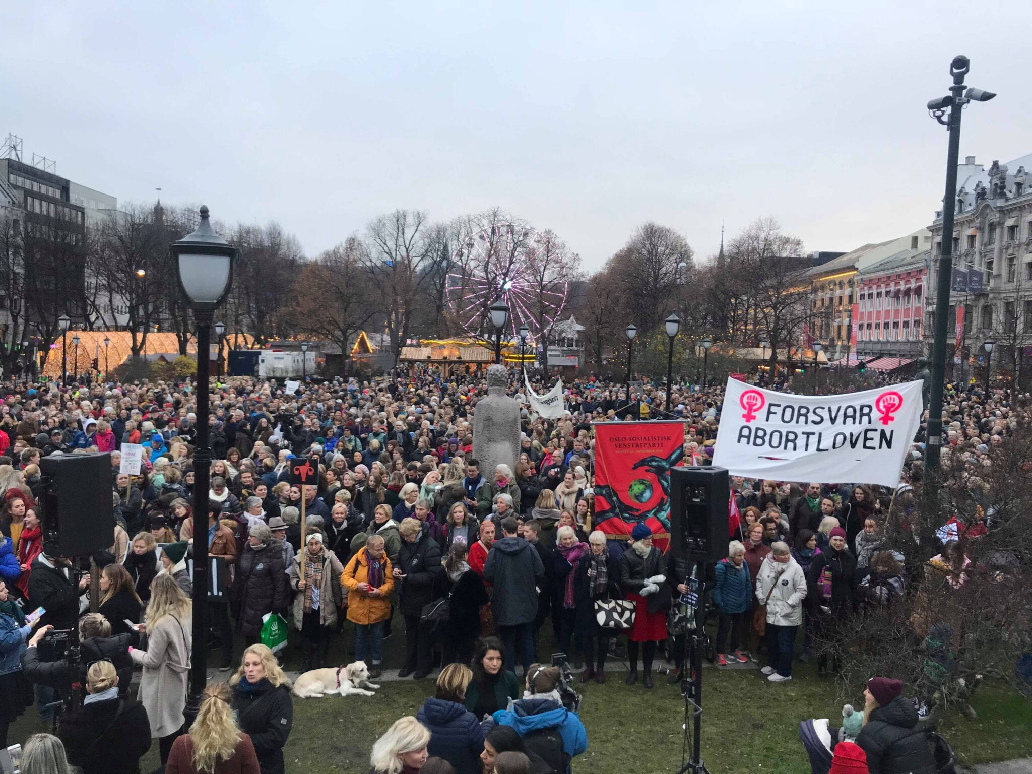 People hold placards during a demonstration against changes of the country's abortion law in Oslo, Norway November 17, 2018.