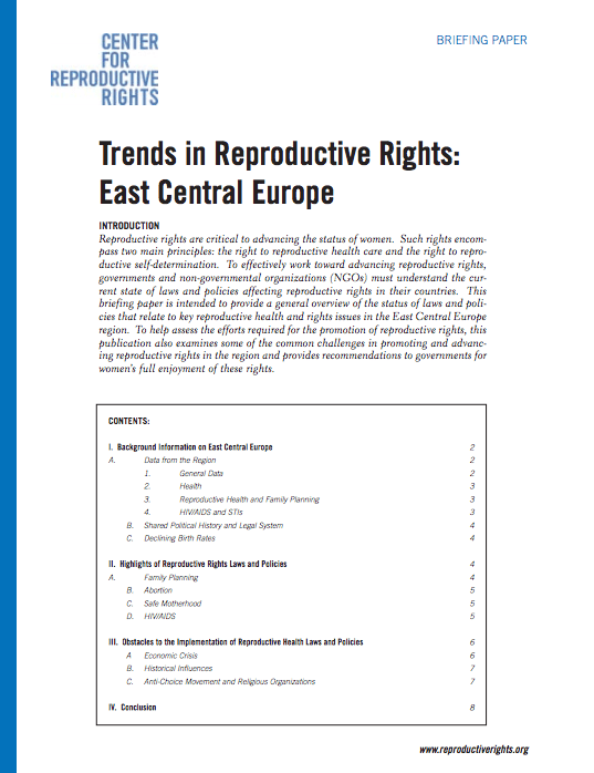 Trends in Reproductive Rights: East Central Europe
