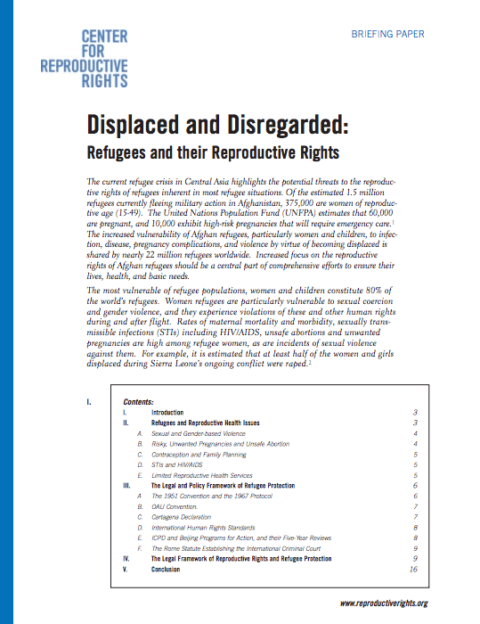 Displaced and Disregarded: Refugees and their Reproductive Rights