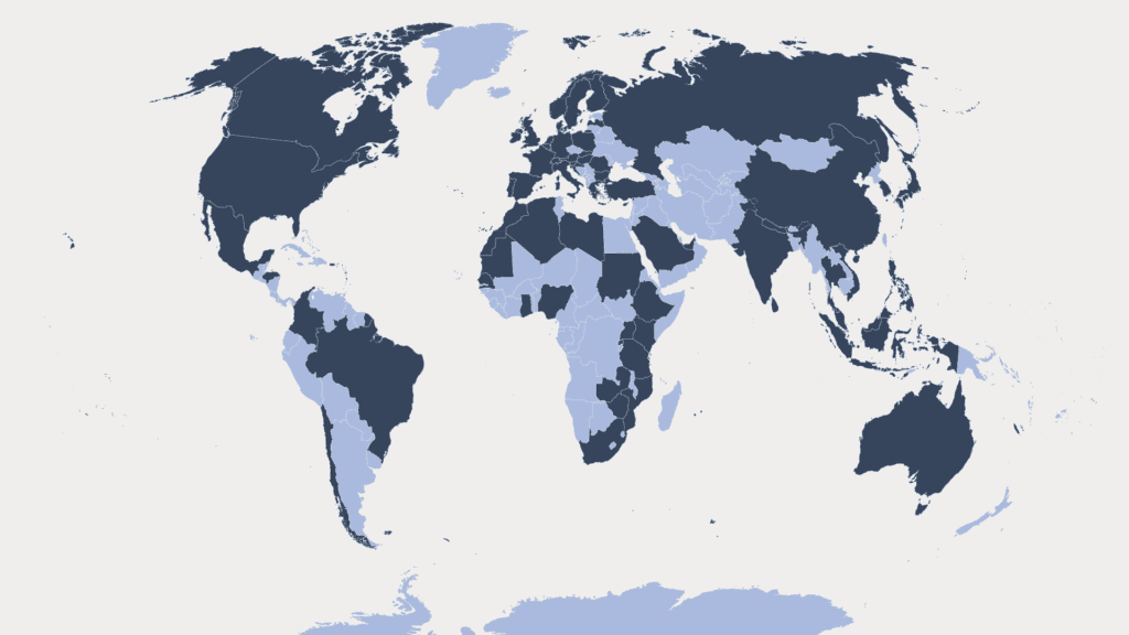 World map showing the work of the Center for Reproductive Rights