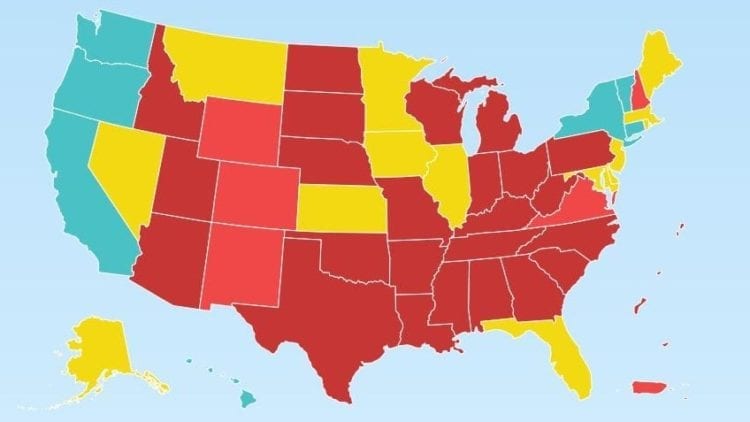 U.S. state abortion laws map