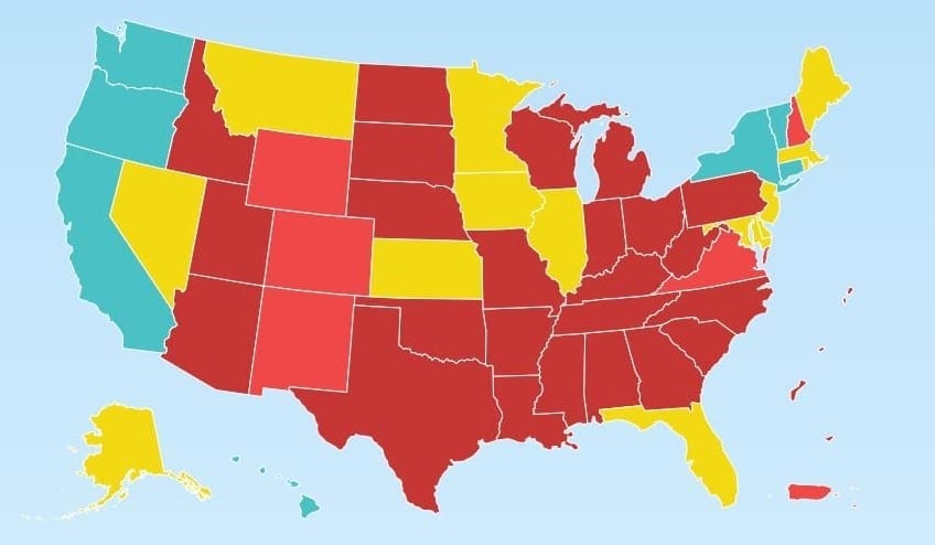 U.S. state abortion laws map