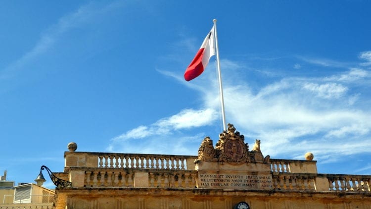 Malta flag on top of a building