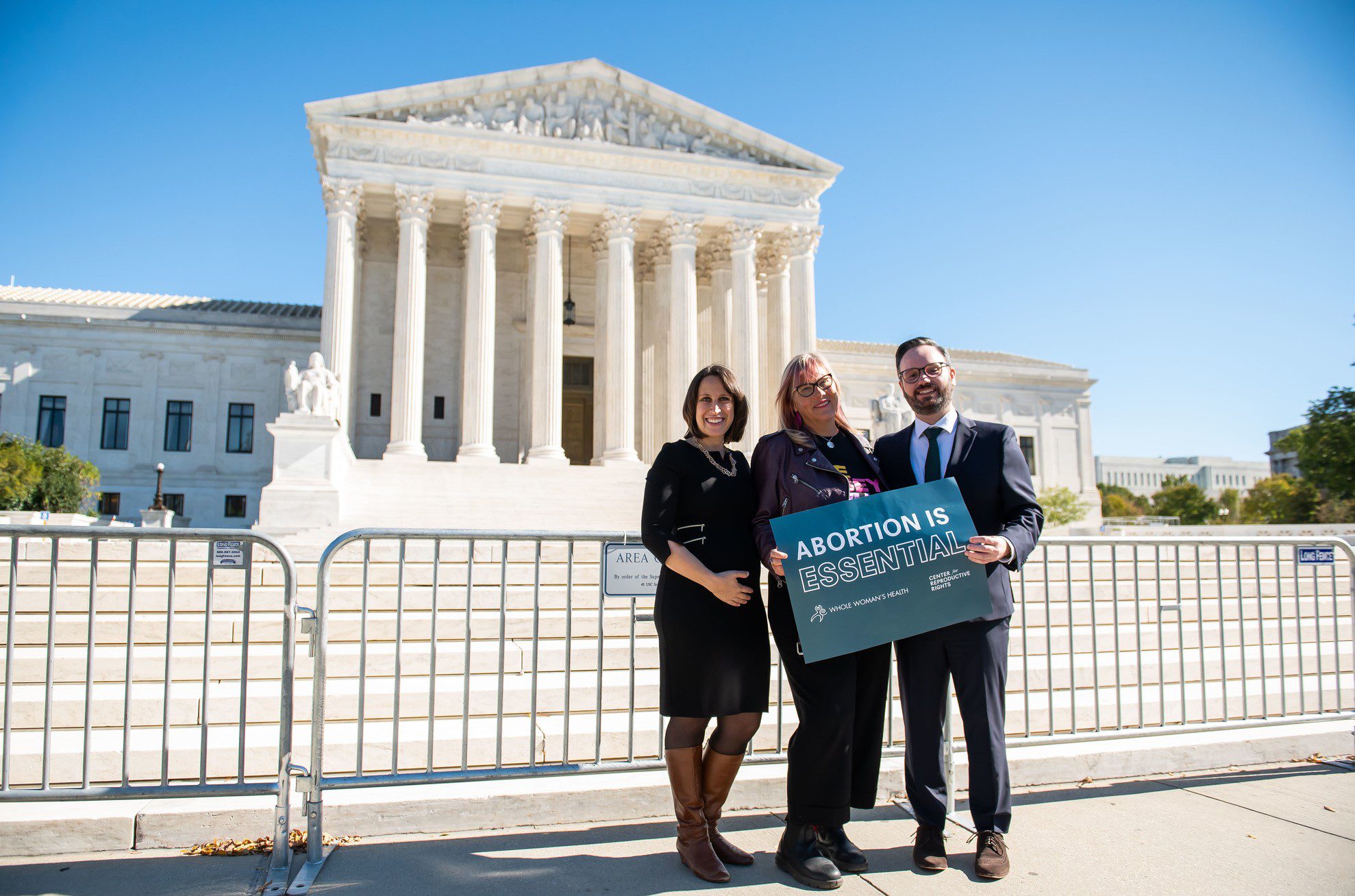 Center attorneys and client at Supreme Court for Texas abortion ban case