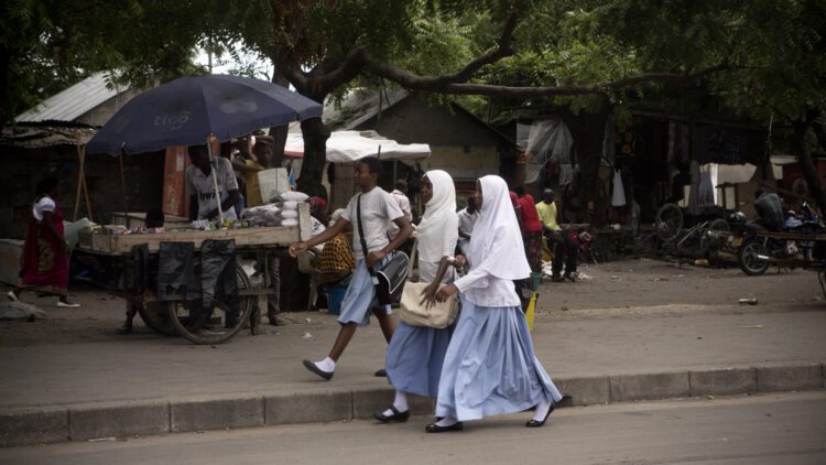 Tanzania girls walking home from school