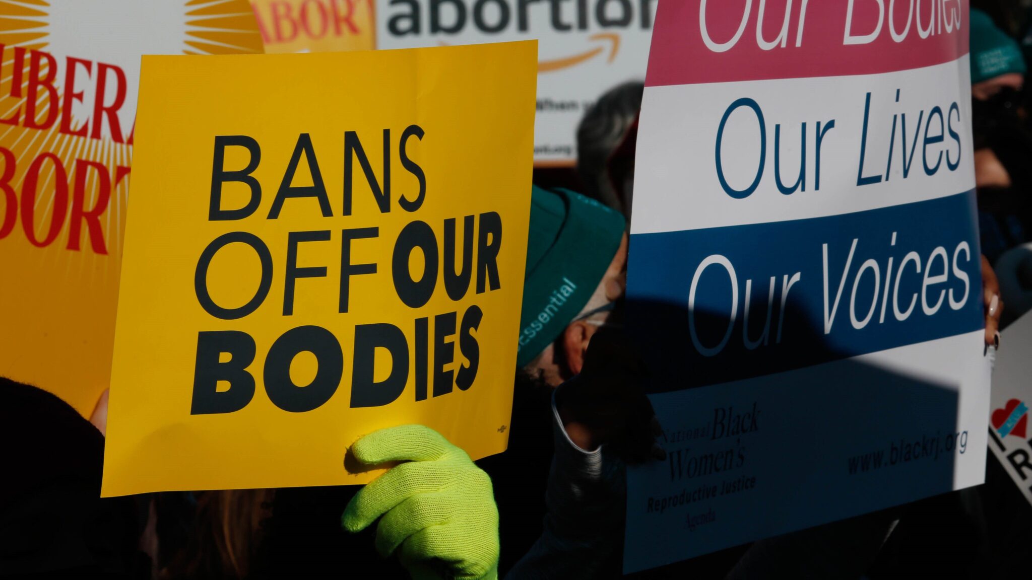 bans of our bodies sign at abortion rally
