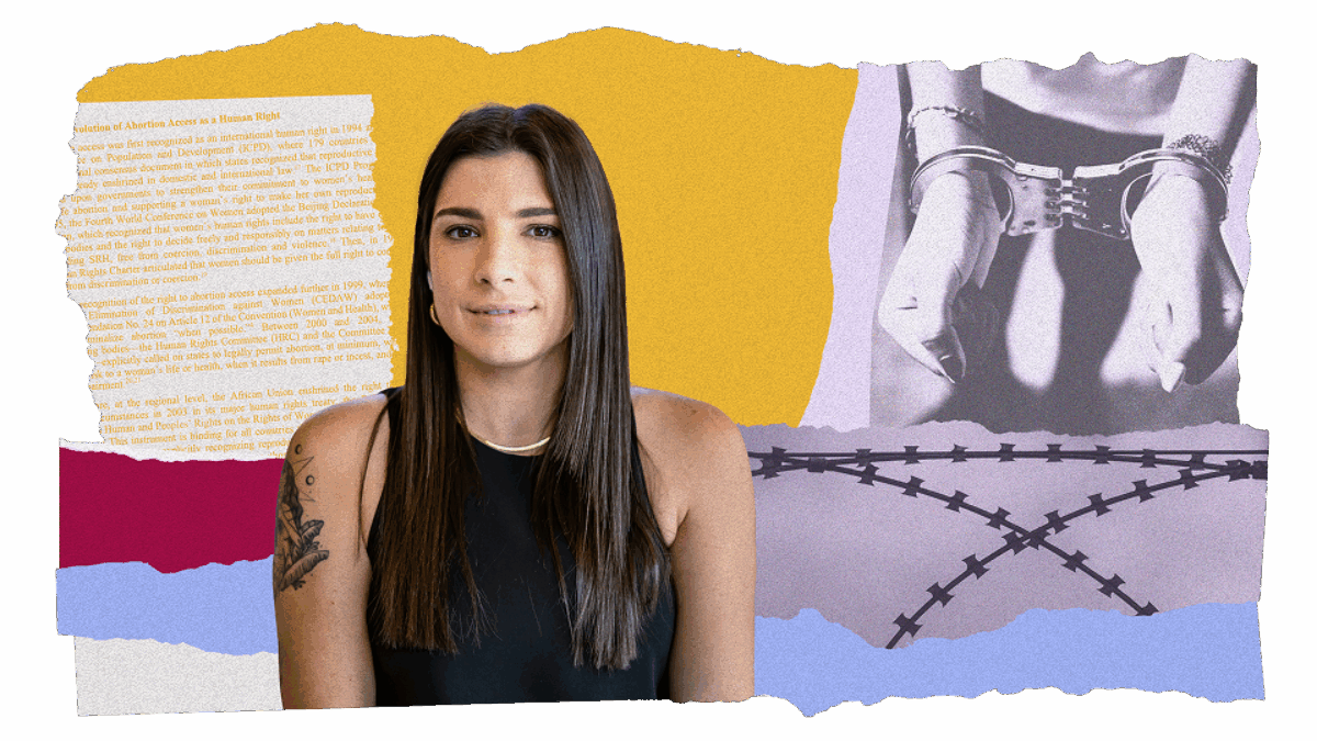 An illustrative collage of a person looking confidently