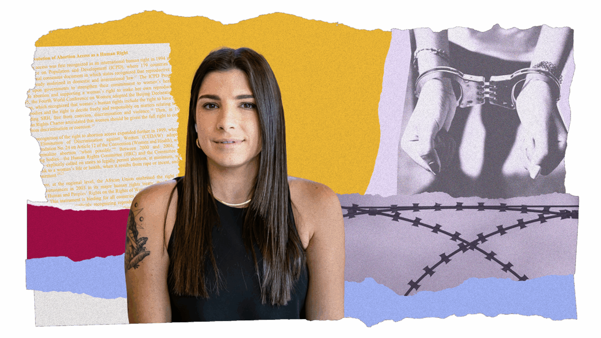 An illustrative collage of a person looking confidently