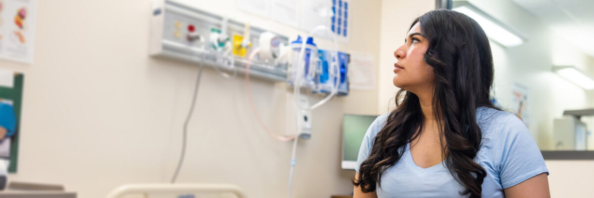 woman in a hospital room