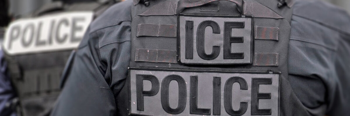 close up of the back of ICE Police jackets