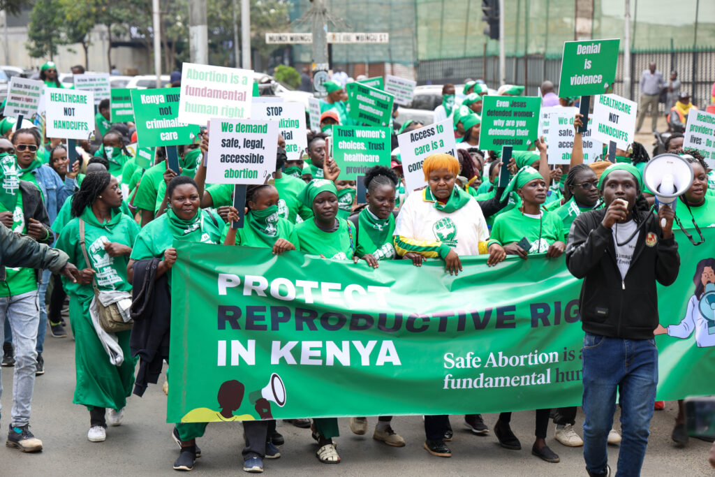 Reproductive rights advocates protesting in Kenya